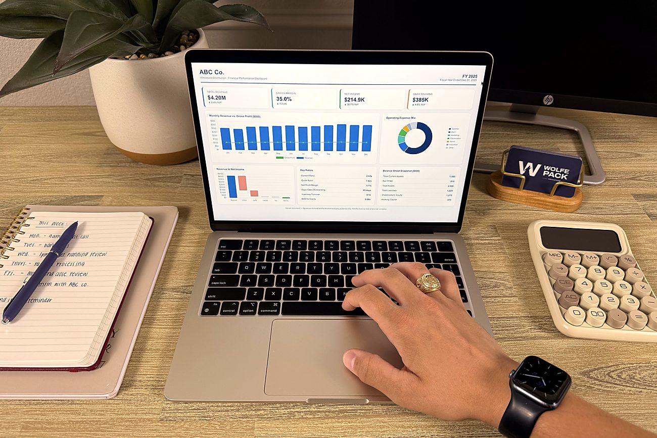 The Wolfepack Advantage team reviewing a client's finances